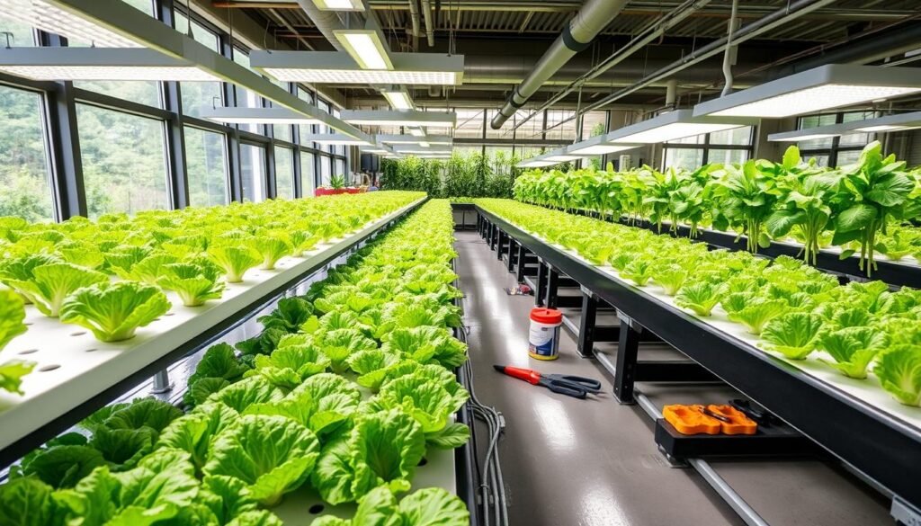 ambiente para cultivo de alface em sistema NFT e DFT