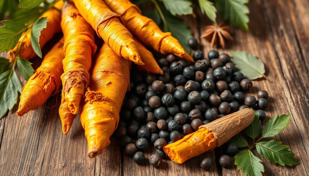 cúrcuma e pimenta preta